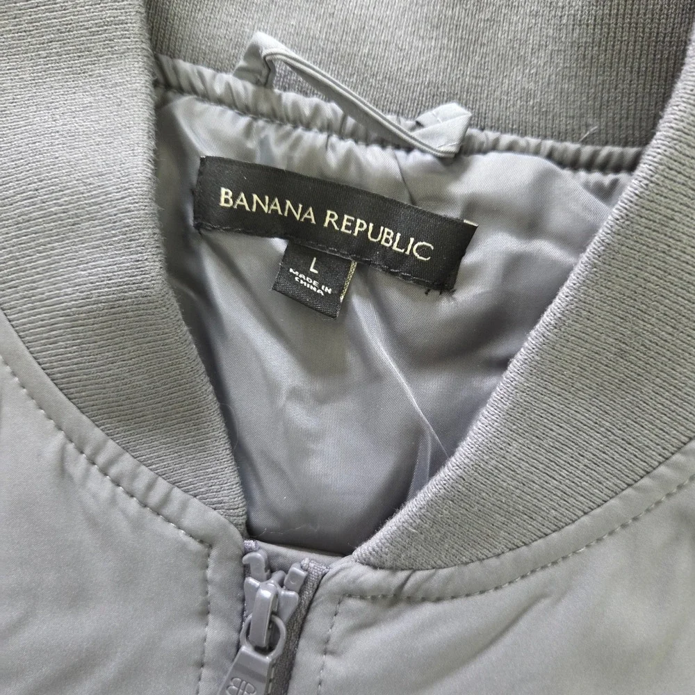 Banana Republic Bomber Jacket Gray Zip Front Mens Large‎